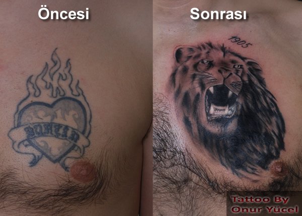 aslan dövme kapama çalışması