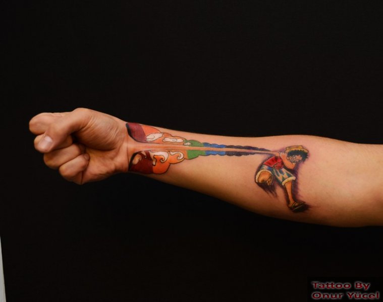 luffy tattoo çizgi karekter dövmesi