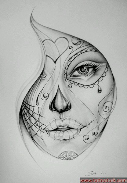 day of the dead dead girl dövme modelleri dövme desenleri tattoo desing