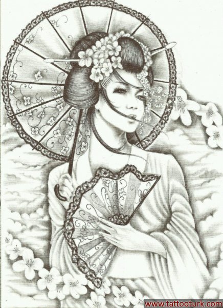 geyşa güzel samuray japon dövme modelleri dövme desenleri tattoo desing