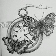 saat kelebek dövme modelleri dövme desenleri tattoo desing