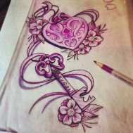 kalp anahtar dövme modelleri dövme desenleri tattoo desing