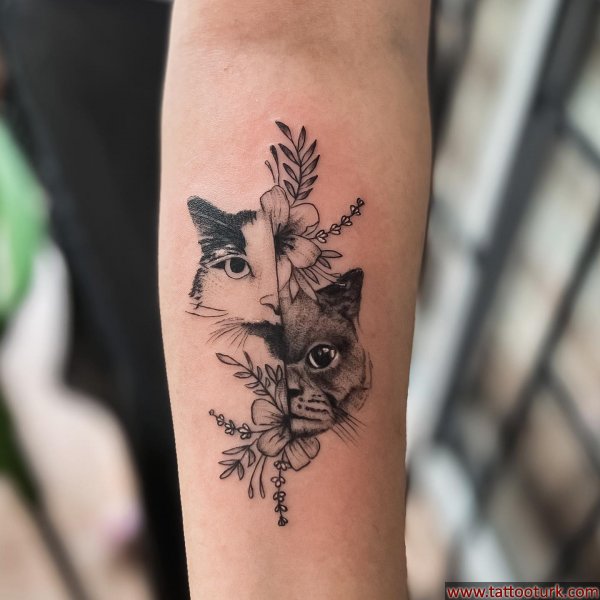kedi portre minimal dövme